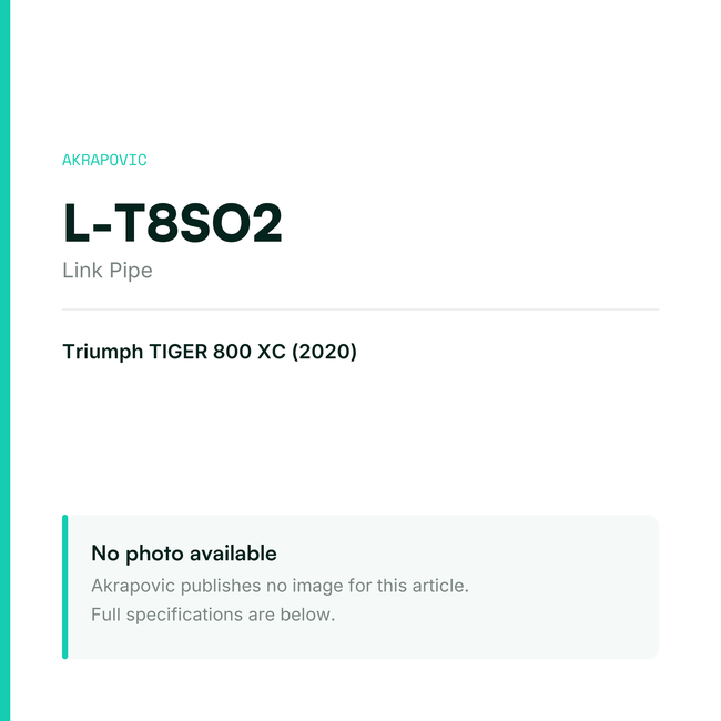 Akrapovic Link Pipe L-T8SO2 — placeholder, no manufacturer photo available