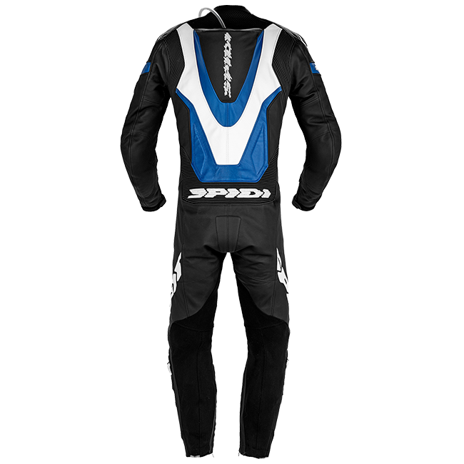 Spidi Laser Pro perforated one-piece leather race suit in Black and Blue