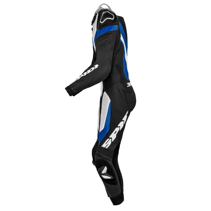 Spidi Laser Pro perforated one-piece leather race suit in Black and Blue