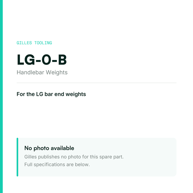 Gilles Handlebar Weights – LG-0-B, data card, no manufacturer photo available