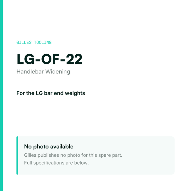 Gilles Handlebar Widening – LG-OF-22, data card, no manufacturer photo available