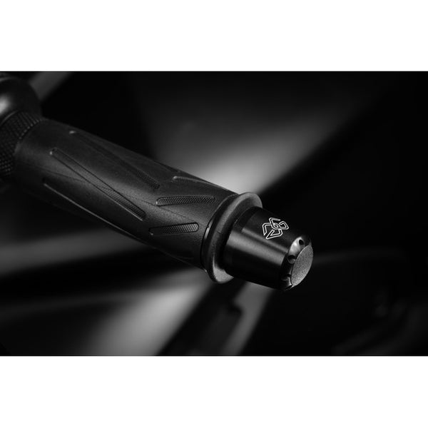 Gilles CONE bar end weights fitted to a handlebar, shown in black