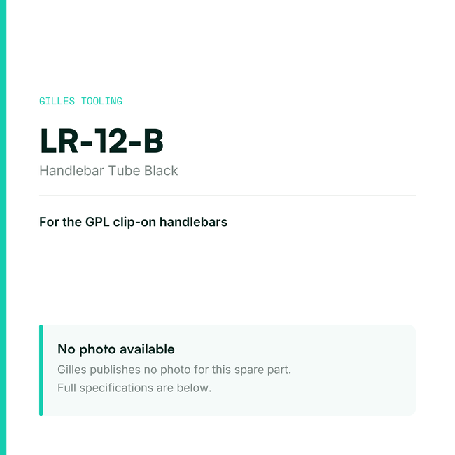 Gilles Handlebar Tube Black – LR-12-B, data card, no manufacturer photo available