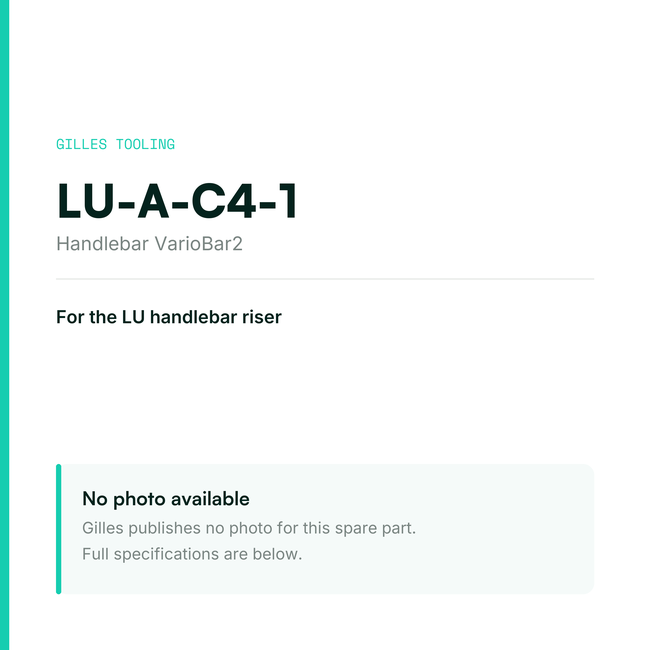 Gilles Handlebar VarioBar2 – LU-A-C4-1, data card, no manufacturer photo available