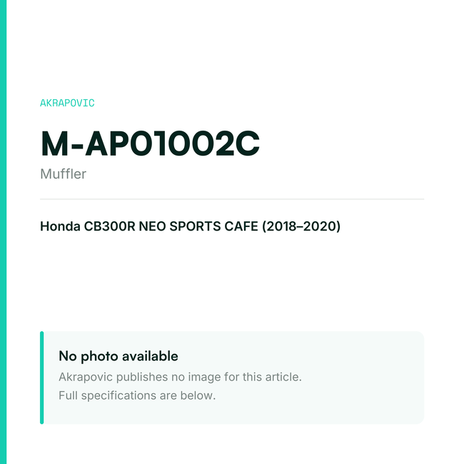 Akrapovic Muffler M-AP01002C — placeholder, no manufacturer photo available