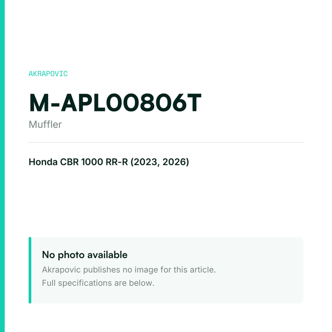 Akrapovic Muffler M-APL00806T — placeholder, no manufacturer photo available