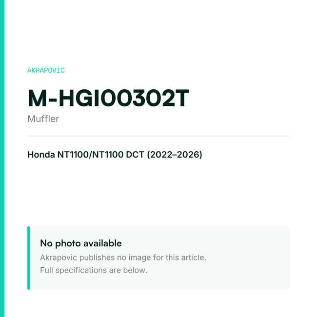 Akrapovic Muffler M-HGI00302T — placeholder, no manufacturer photo available