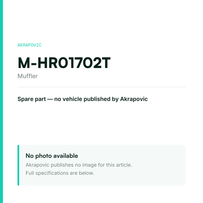 Akrapovic Muffler M-HR01702T — placeholder, no manufacturer photo available