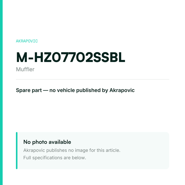 Akrapovic Muffler M-HZ07702SSBL — placeholder, no manufacturer photo available