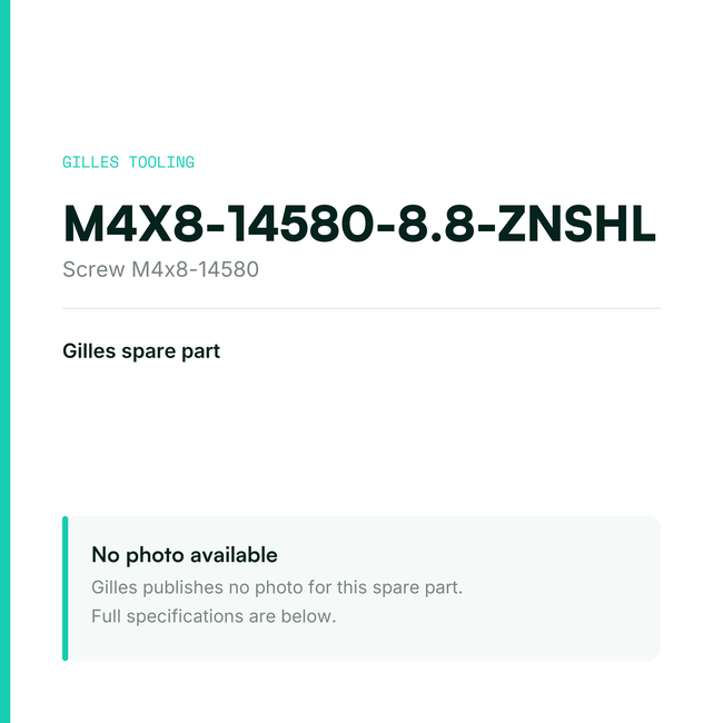 Gilles Screw M4x8-14580 – M4X8-14580-8.8-ZNSHL, data card, no manufacturer photo available