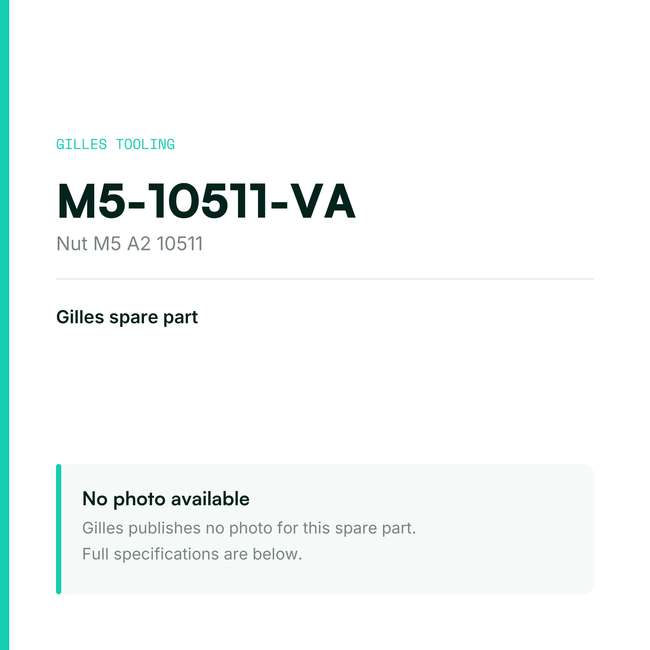 Gilles Nut M5 A2 10511 – M5-10511-VA, data card, no manufacturer photo available