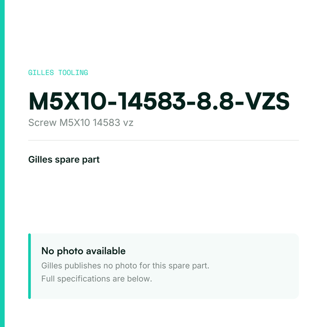 Gilles Screw M5X10 14583 vz – M5X10-14583-8.8-VZS, data card, no manufacturer photo available