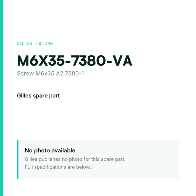 Gilles Screw M6x35 A2 7380-1 – M6X35-7380-VA, data card, no manufacturer photo available