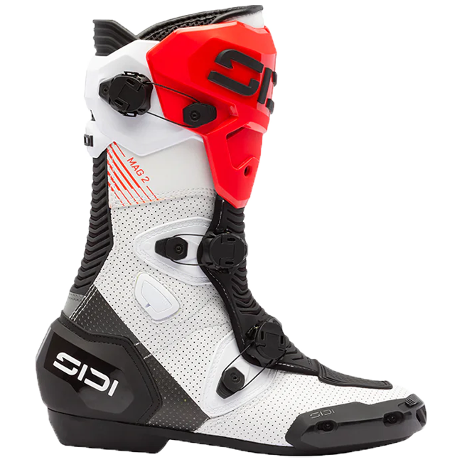 Sidi MAG 2 Air motorcycle boots in white, black and red colourway 391