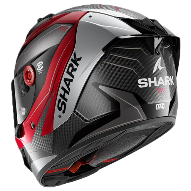 Shark Aeron RS Mekarium DRS full-face helmet in red and silver