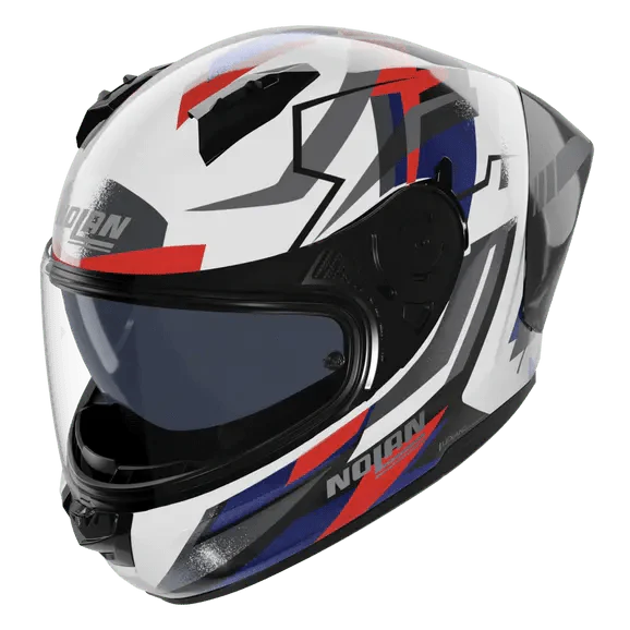 Nolan N60-6 Sport Corsa 355 full-face helmet in matte white, blue and red