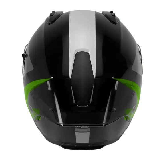 Nolan N60-6 Sport helmet Contrasto 358 gloss black and fluorescent green full-face view