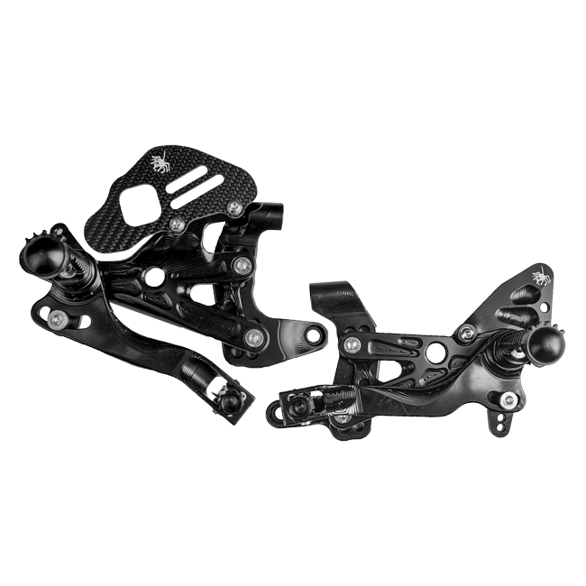 Spider Racing EVO rearsets for Ducati Panigale V4/S/R 2018–2024, CNC-machined aluminium