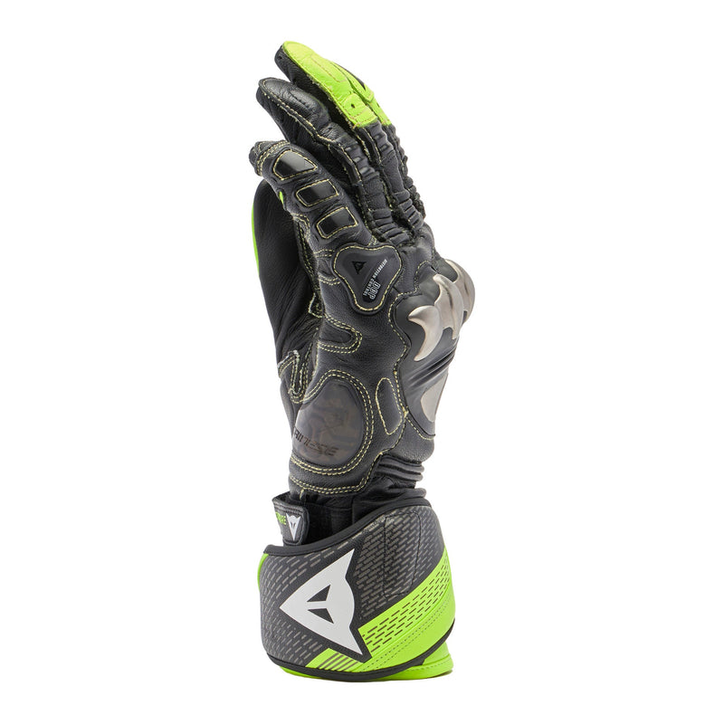 Dainese Full Metal 7 racing leather gloves men's neon yellow black