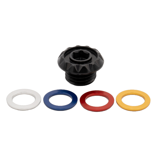 Gilles OFC oil filler cap for Kawasaki Z1000, with the colour inserts