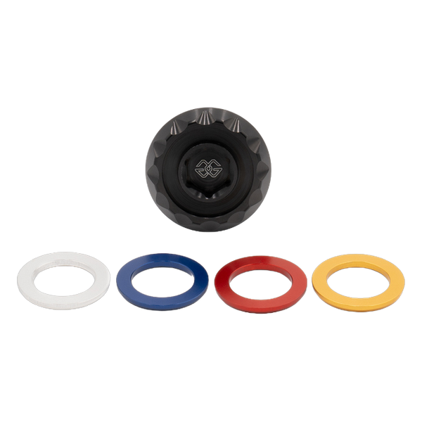 Gilles OFC oil filler cap for Ducati SCRAMBLER 800, with the colour inserts, view 2
