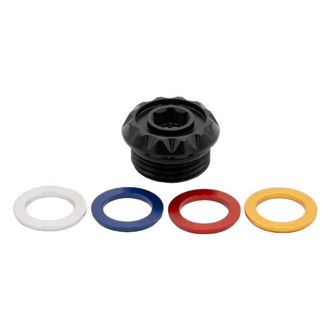 Gilles OFC oil filler cap for BMW M1000 XR, with the colour inserts