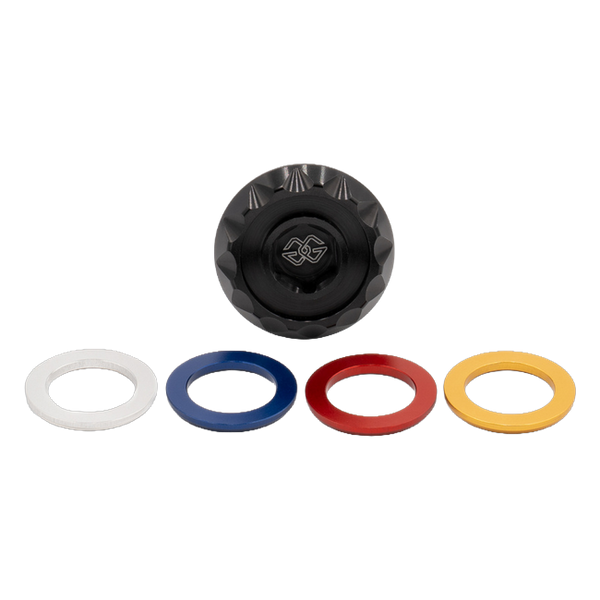 Gilles OFC oil filler cap for BMW HP4, with the colour inserts, view 2