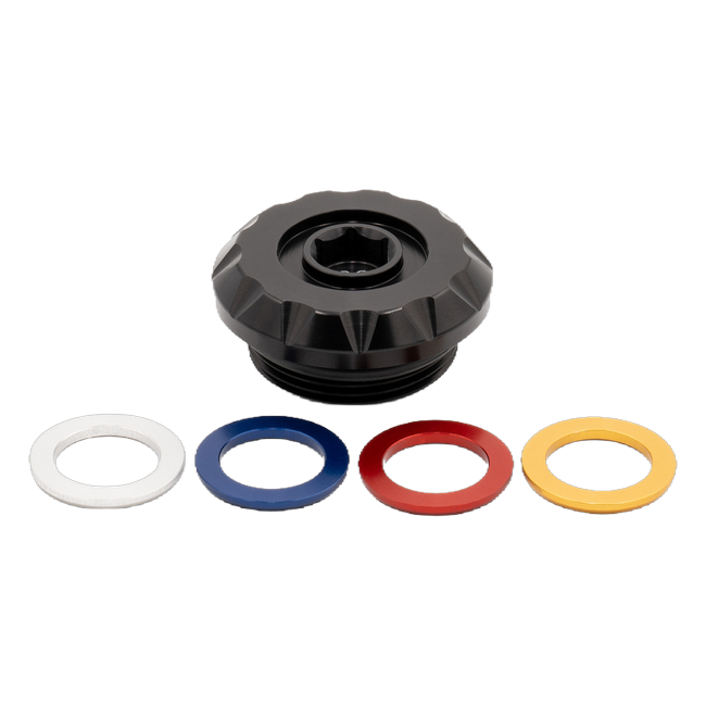 Gilles OFC oil filler cap for Kawasaki ZX-6R, with the colour inserts