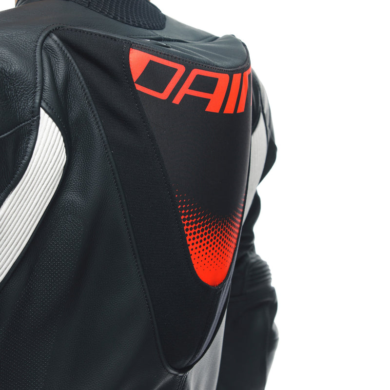 Dainese Grobnik Lady one-piece leather race suit in white and red, perforated panels