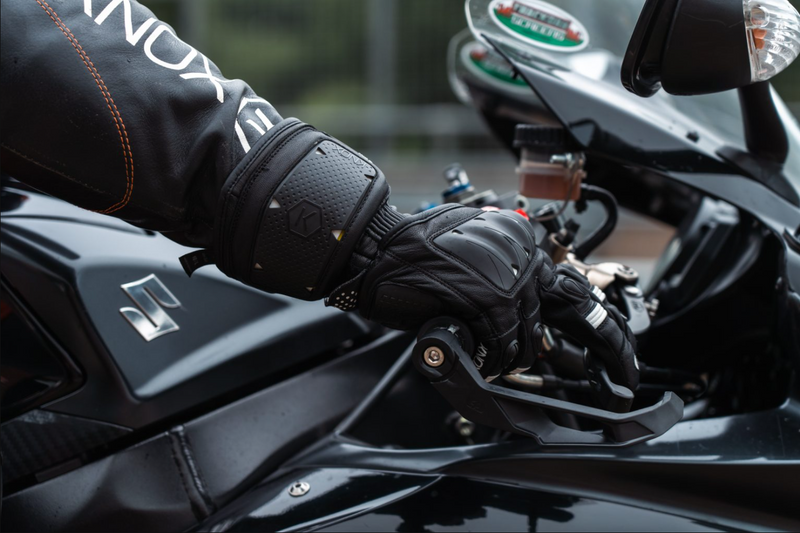 Knox Oulton MK2 men's sport leather motorcycle gloves in Black/White