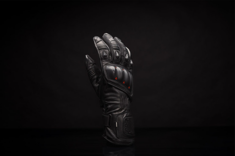 Knox Oulton MK2 sport leather motorcycle gloves men's black and red