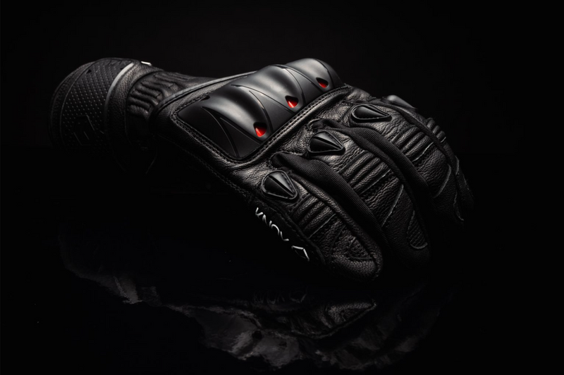 Knox Oulton MK2 sport leather motorcycle gloves men's black and red