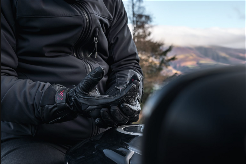 Knox Oulton MK2 sport leather motorcycle gloves men's black and red