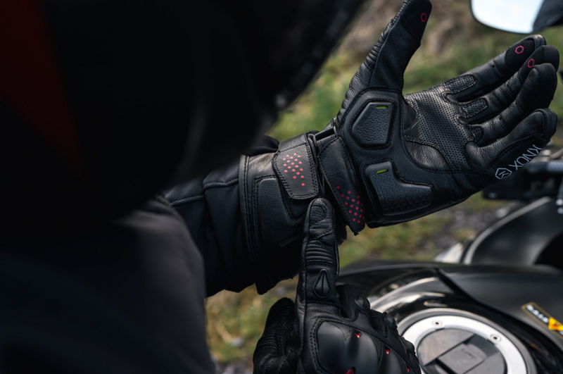 Knox Oulton MK2 sport leather motorcycle gloves men's black and red