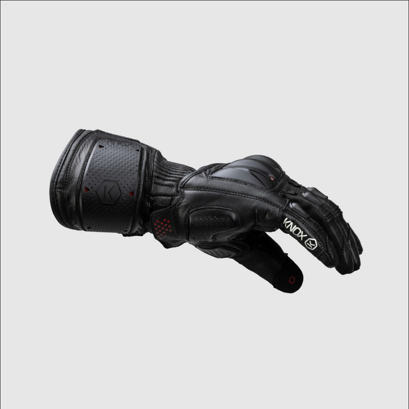 Knox Oulton MK2 sport leather motorcycle gloves men's black and red