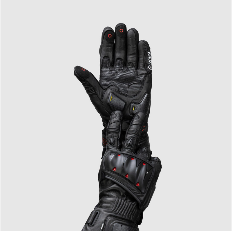 Knox Oulton MK2 sport leather motorcycle gloves men's black and red