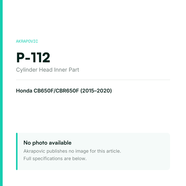 Akrapovic Cylinder Head Inner Part P-112 — placeholder, no manufacturer photo available