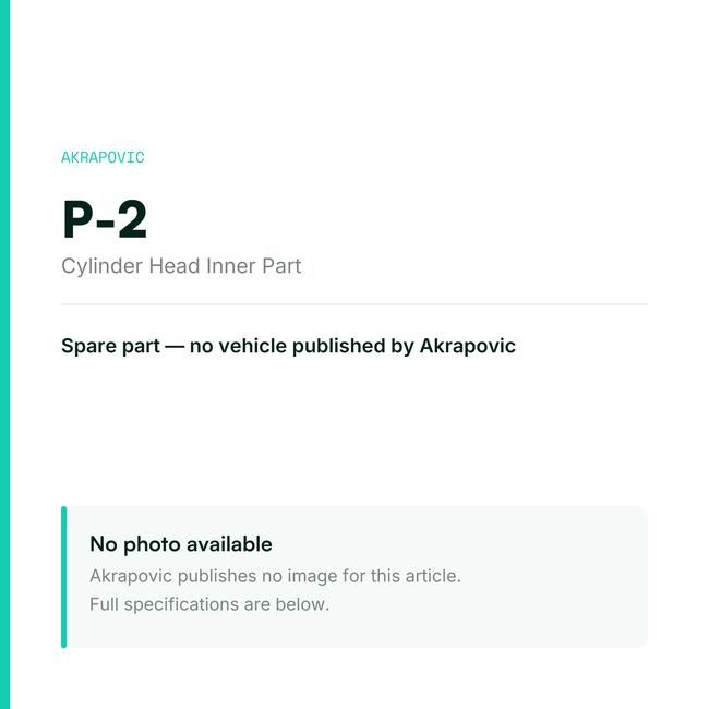 Akrapovic Cylinder Head Inner Part P-2 — placeholder, no manufacturer photo available