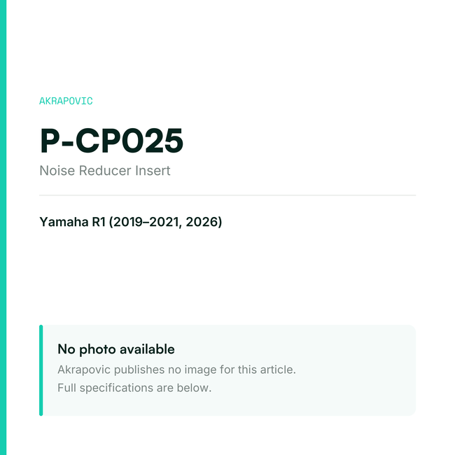 Akrapovic Noise Reducer Insert P-CP025 — placeholder, no manufacturer photo available