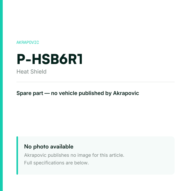Akrapovic Heat Shield P-HSB6R1 — placeholder, no manufacturer photo available