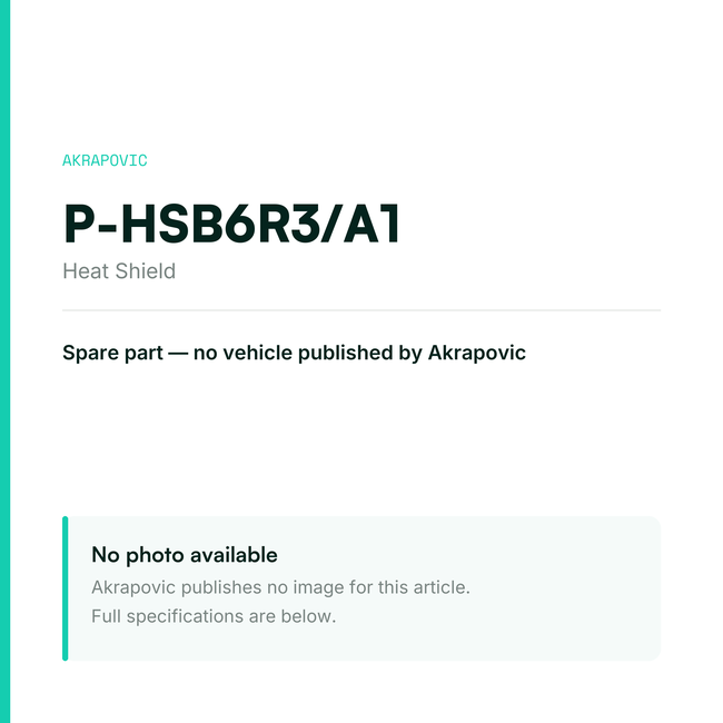 Akrapovic Heat Shield P-HSB6R3/A1 — placeholder, no manufacturer photo available