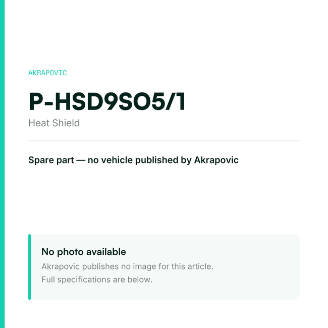 Akrapovic Heat Shield P-HSD9SO5/1 — placeholder, no manufacturer photo available