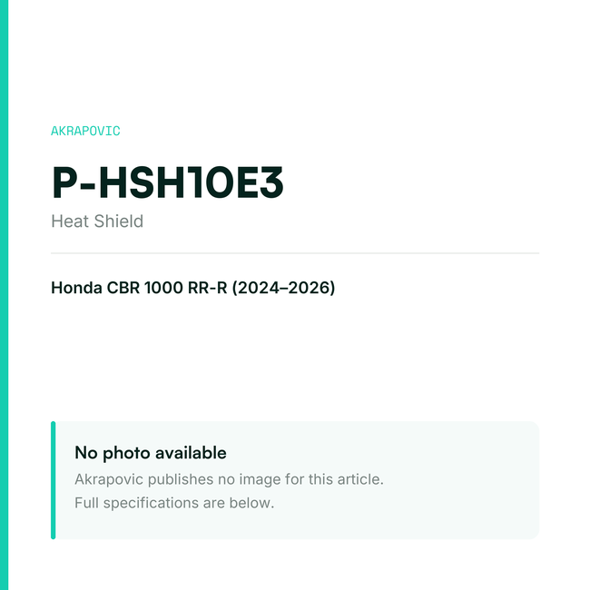 Akrapovic Heat Shield P-HSH10E3 — placeholder, no manufacturer photo available