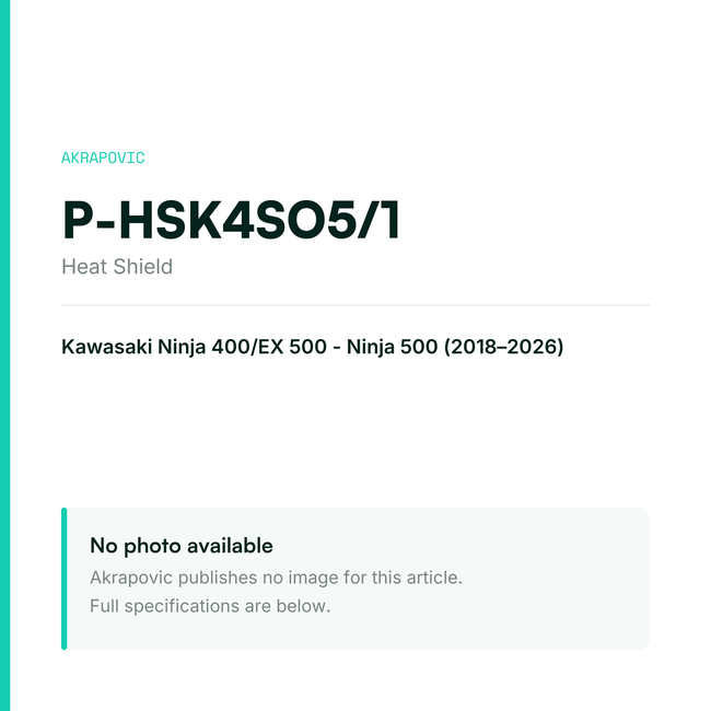 Akrapovic Heat Shield P-HSK4SO5/1 — placeholder, no manufacturer photo available