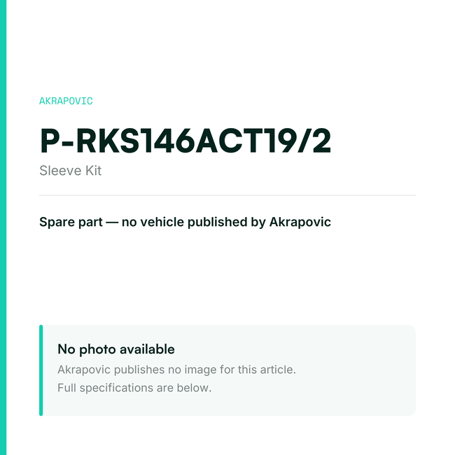 Akrapovic Sleeve Kit P-RKS146ACT19/2 — placeholder, no manufacturer photo available