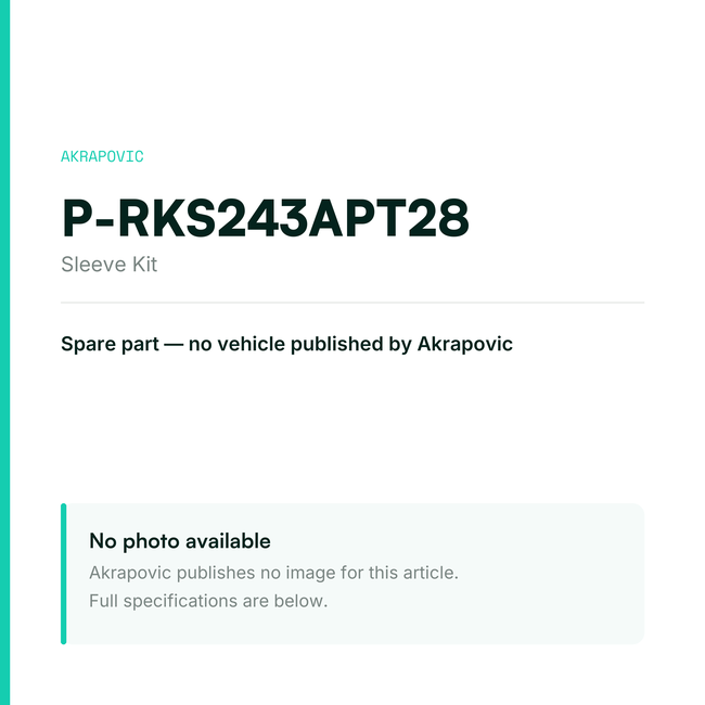 Akrapovic Sleeve Kit P-RKS243APT28 — placeholder, no manufacturer photo available