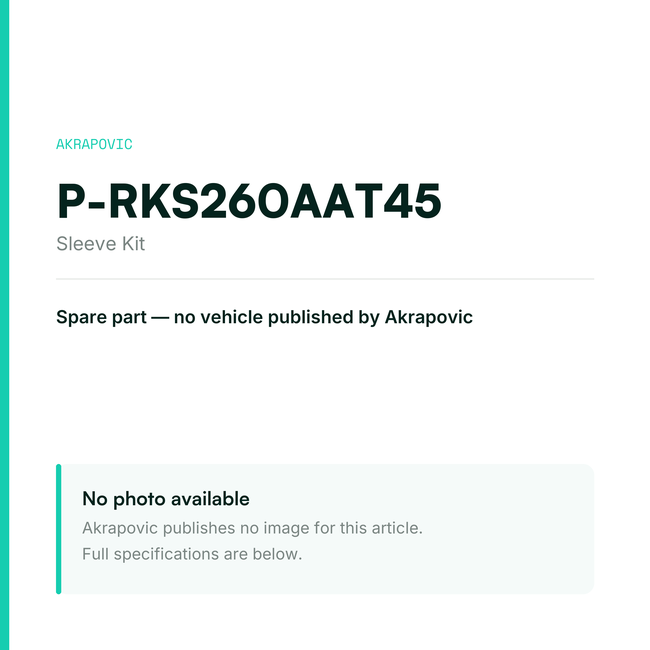 Akrapovic Sleeve Kit P-RKS260AAT45 — placeholder, no manufacturer photo available