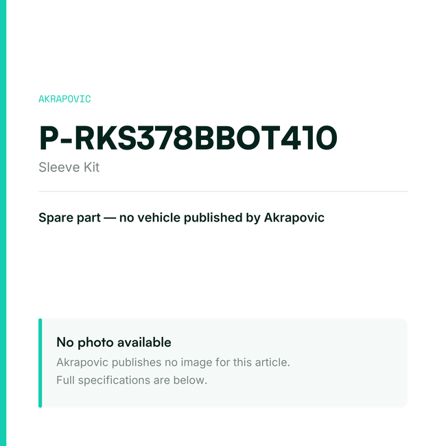 Akrapovic Sleeve Kit P-RKS378BBOT410 — placeholder, no manufacturer photo available
