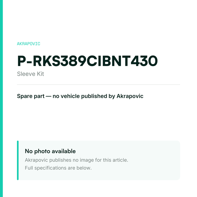 Akrapovic Sleeve Kit P-RKS389CIBNT430 — placeholder, no manufacturer photo available