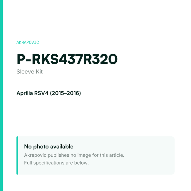 Akrapovic Sleeve Kit P-RKS437R320 — placeholder, no manufacturer photo available